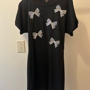 Black Dress with Bow Accents